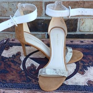 Marc Fisher Women's Tan and White Heeled Sandals